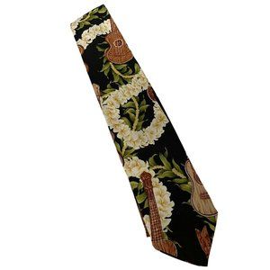 Rainbow Gifts Mens Guitar Cotton Tie Black White Brown Wide 57"
